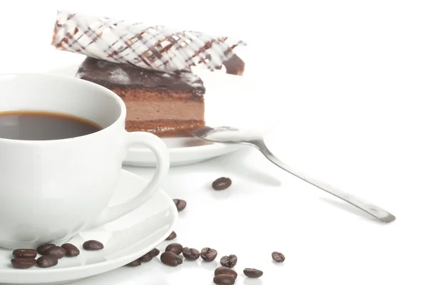 Káva s čokoládový dort — Stock fotografie