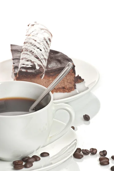 Café con pastel de chocolate — Foto de Stock