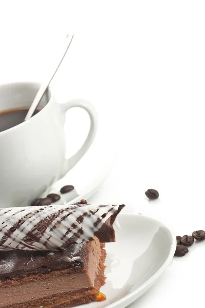 Káva s čokoládový dort — Stock fotografie