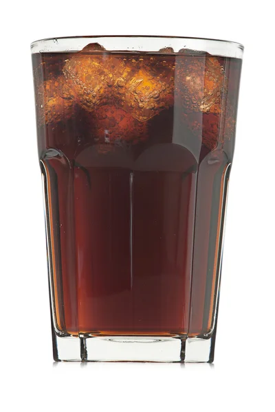 Bicchiere di cola con cubetti di ghiaccio — Foto Stock