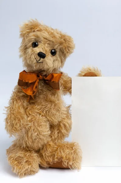 Leeres Schild - Teddybär — Stockfoto