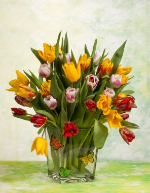 Tulips Bouquet isolated on white clipart