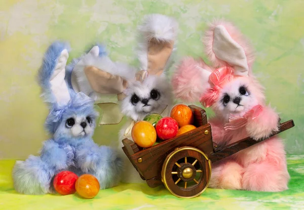 Trzy Wielkanoc królik — Zdjęcie stockowe