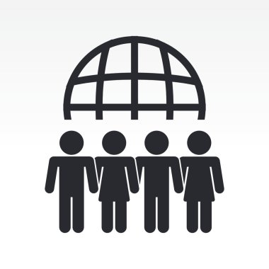 Vector illustration of modern icon depicting a global meeting clipart