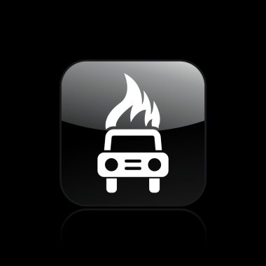 Vector illustration of burning car icon clipart