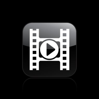 Vector illustration of single video player icon clipart
