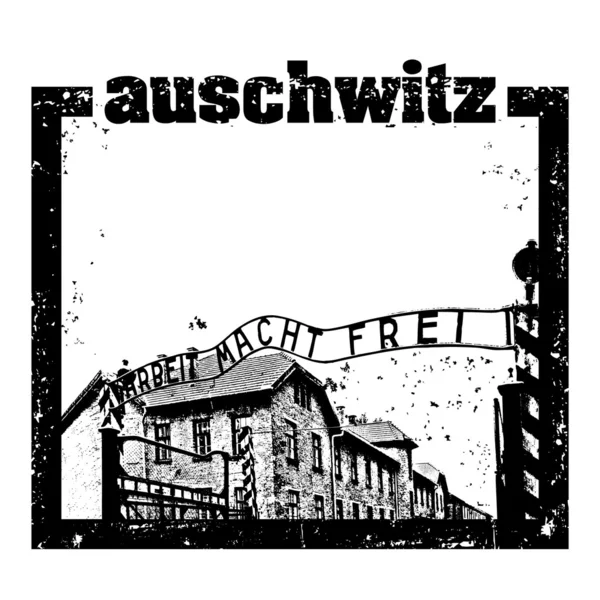 Vektor illustration av auschwitz stämpel — Stock vektor