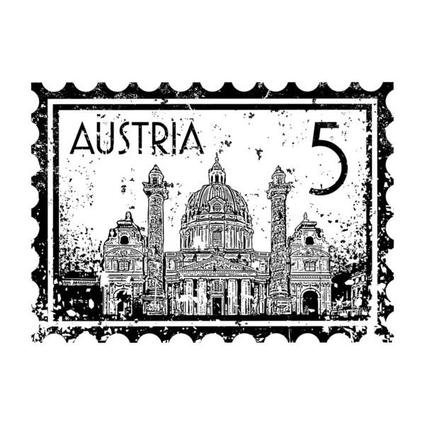 Vektorabbildung der Briefmarke oder des Poststempels von Österreich — Stockvektor