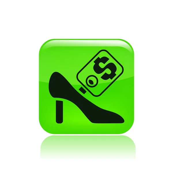 Illustrazione vettoriale di una singola icona raffigurante un prezzo della scarpa — Vettoriale Stock
