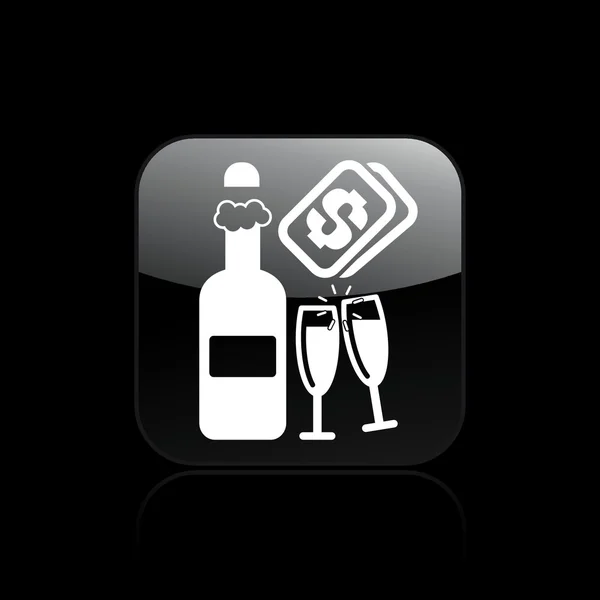 Ilustração vetorial do ícone de custo de champanhe único —  Vetores de Stock
