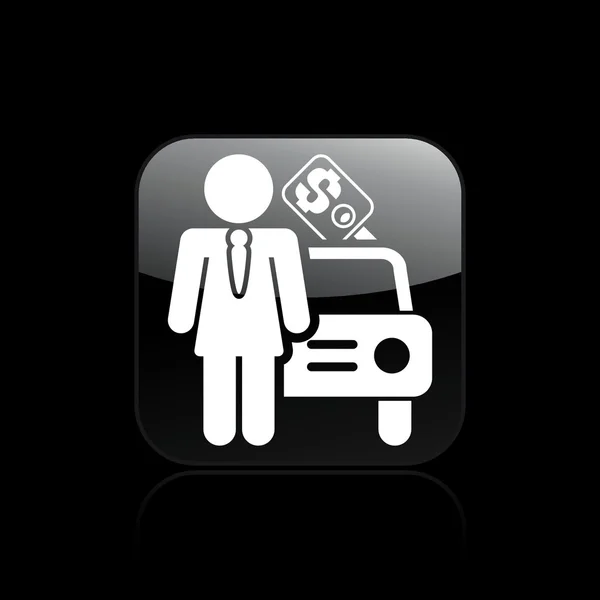 Illustrazione vettoriale dell'icona del venditore di auto single girl — Vettoriale Stock