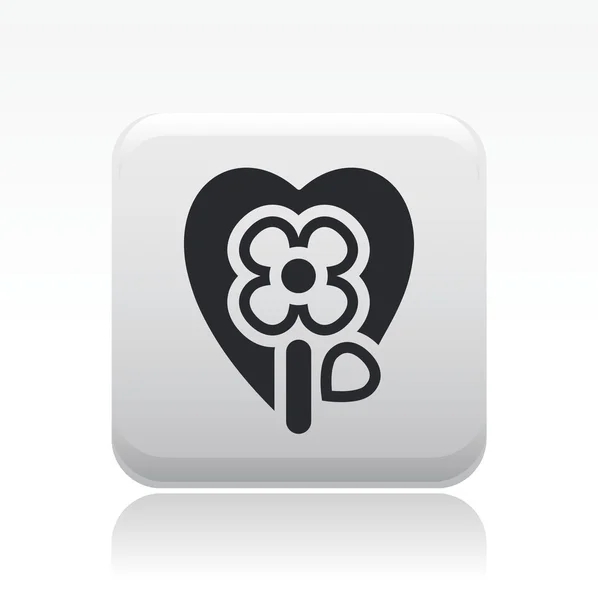 Illustrazione vettoriale dell'icona dell'amore a fiore singolo — Vettoriale Stock