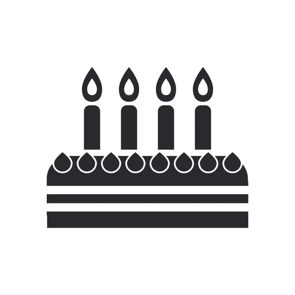 Vector illustration of single birthday cake icon — Stock Vector