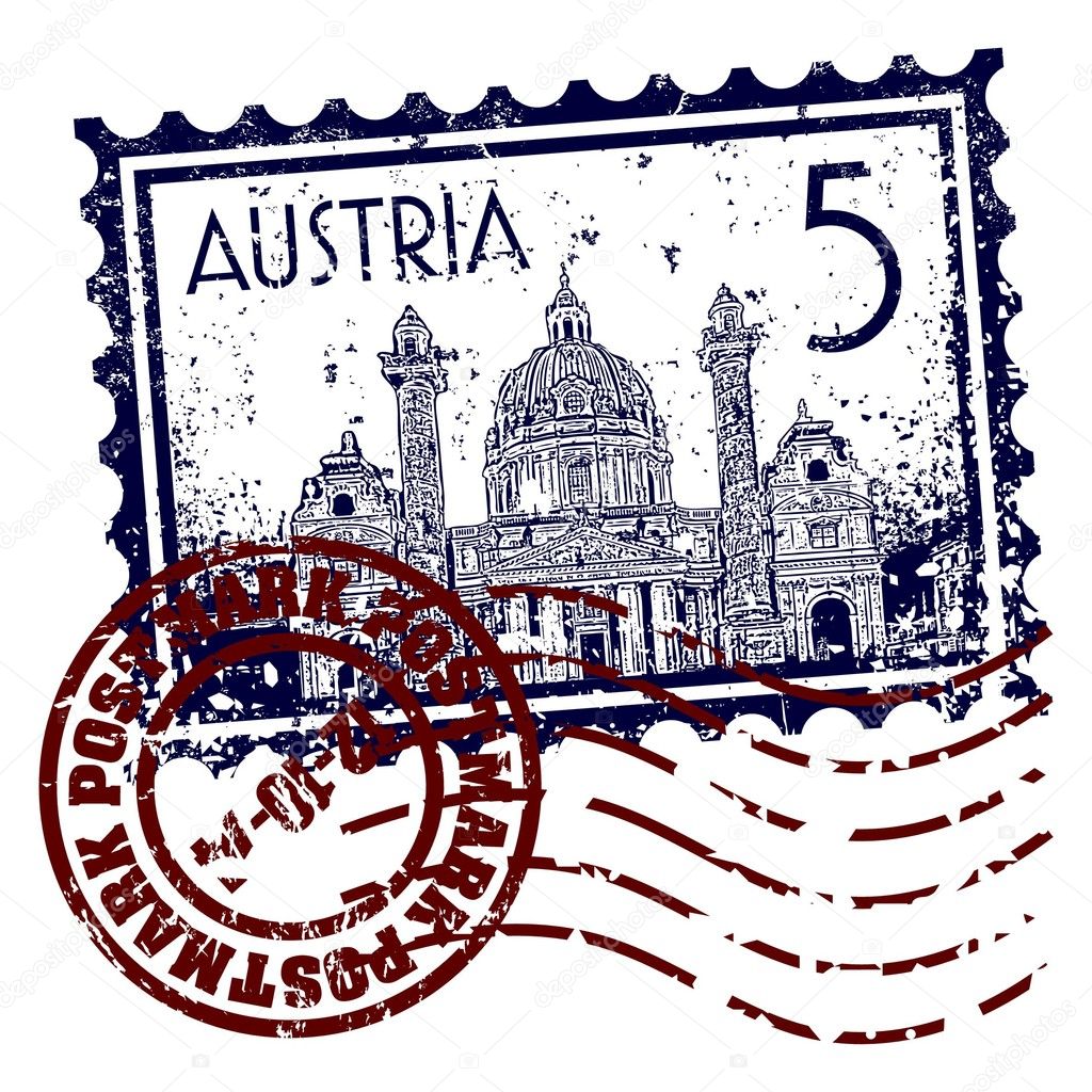 Vector illustration of stamp or postmark of Austria