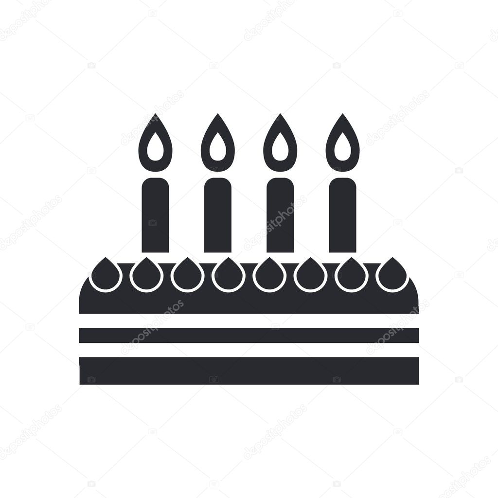 Vector illustration of single birthday cake icon