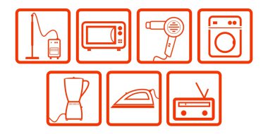 Vector illustration of isolated domestic icons set clipart