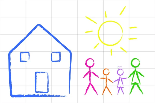 Illustrazione vettoriale del disegno familiare del bambino — Vettoriale Stock