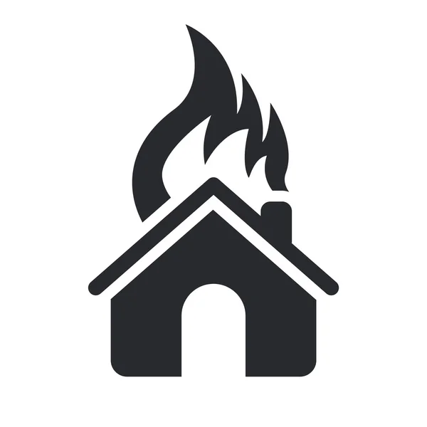Ilustracja wektorowa na białym domu spalanie ikona — Wektor stockowy