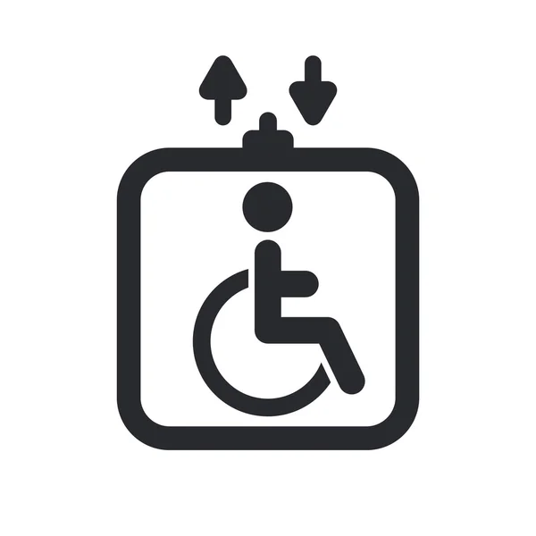 Ilustración vectorial del icono de ascensor con discapacidad única — Vector de stock