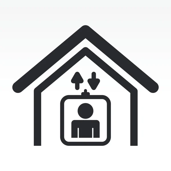 Ilustración vectorial del icono de ascensor de una sola casa — Vector de stock