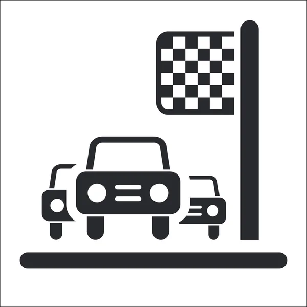 Ilustración vectorial del icono de llegada de un coche de carrera — Archivo Imágenes Vectoriales