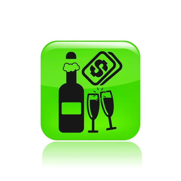 Ilustracja wektorowa ikona jeden szampan cena — Wektor stockowy