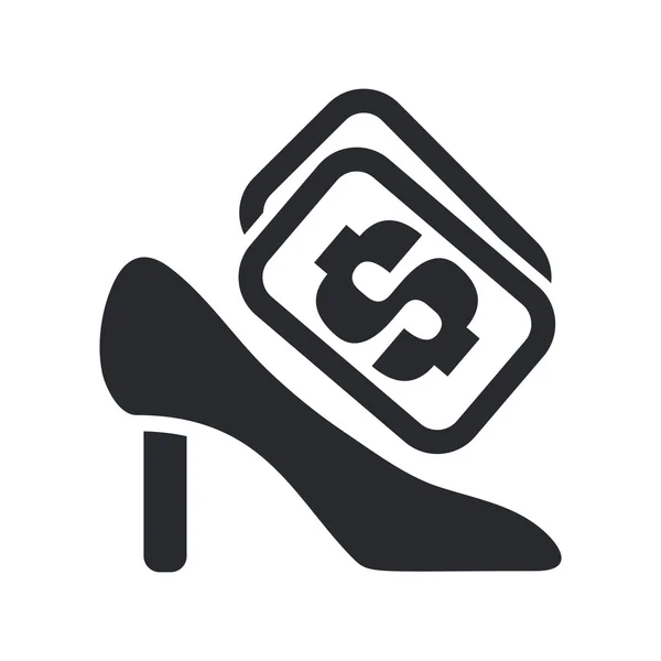 Illustration vectorielle de l'icône du prix d'une chaussure — Image vectorielle