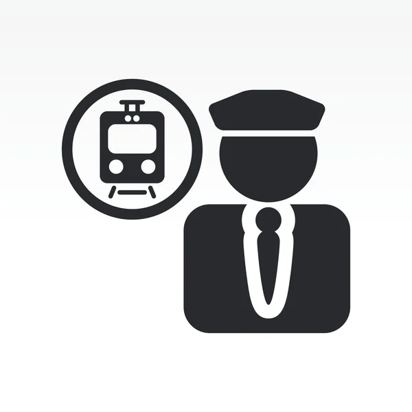 Vector illustration of single train conductor icon — Stock Vector