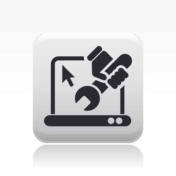 Векторная иллюстрация значка ремонта изолированного компьютера
