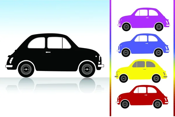 Illustration vectorielle d'un ensemble de voitures anciennes isolées — Image vectorielle