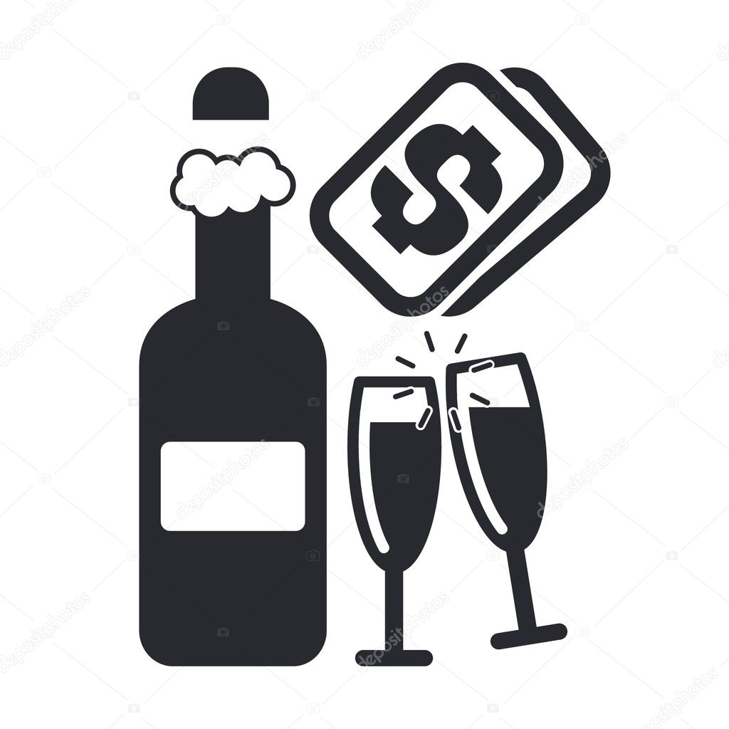 Vector illustration of single champagne icon