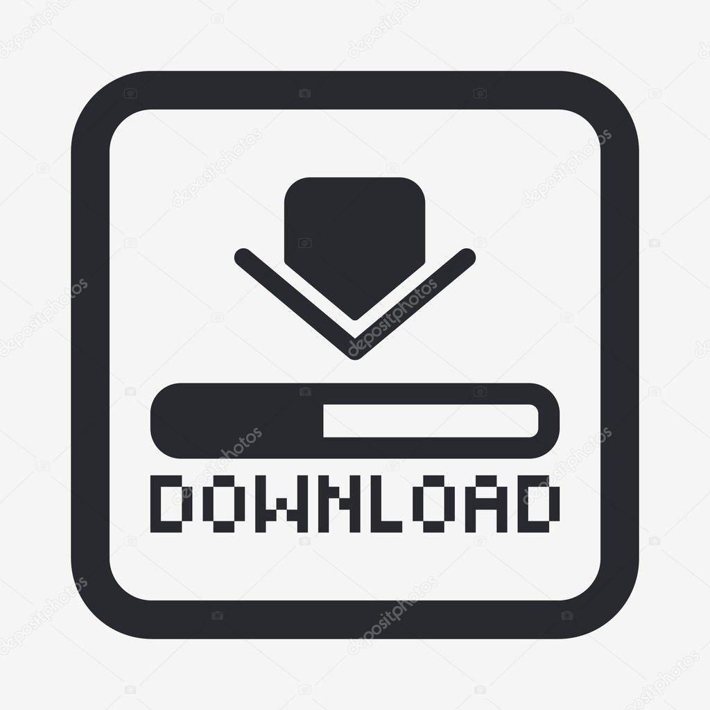 Vector illustration of single download icon