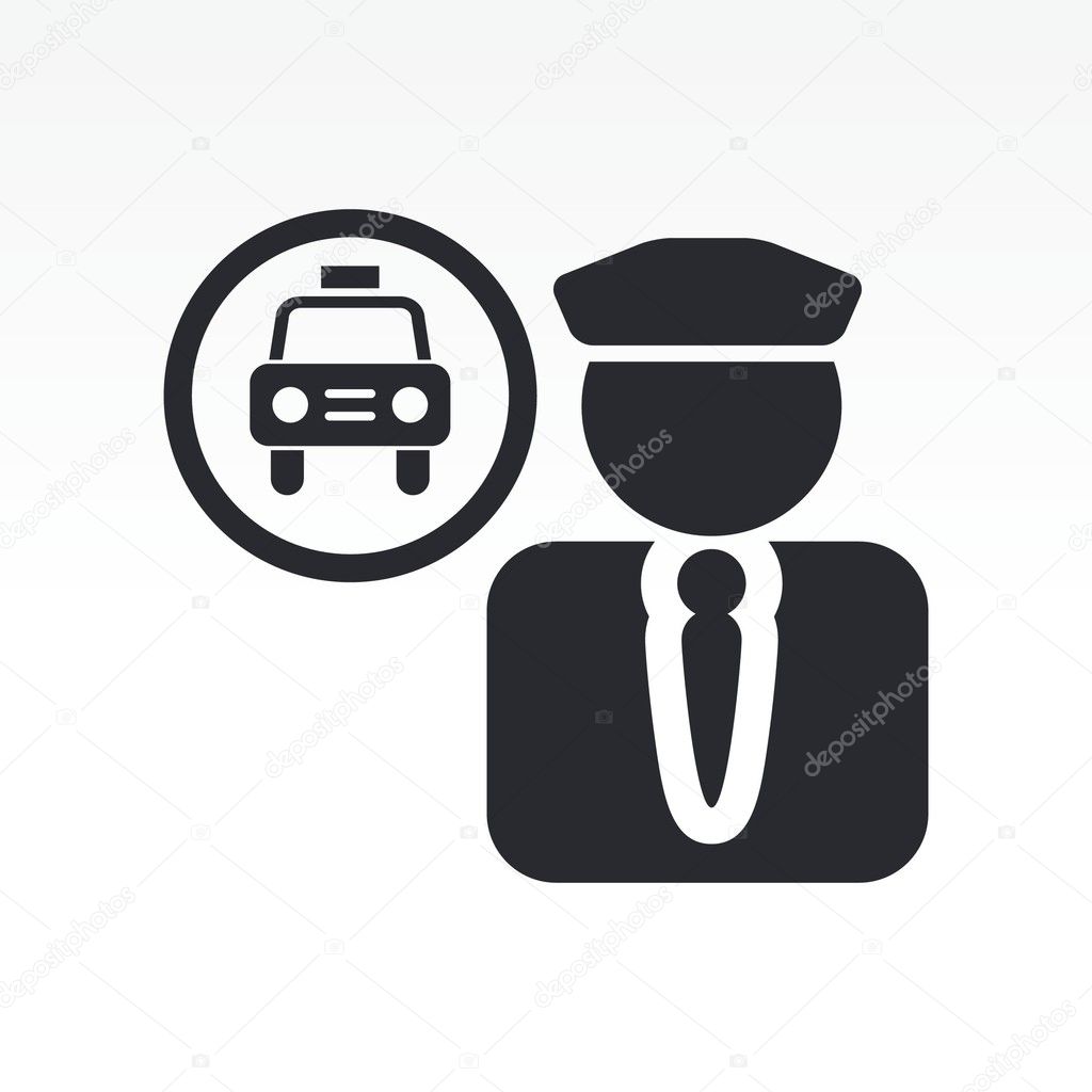 Vector illustration of single taxi driver icon