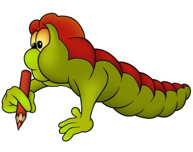 Worm and Crayon clipart