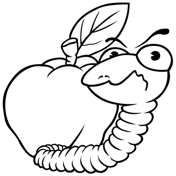 Σκουλήκι και μήλο — Φωτογραφία Αρχείου