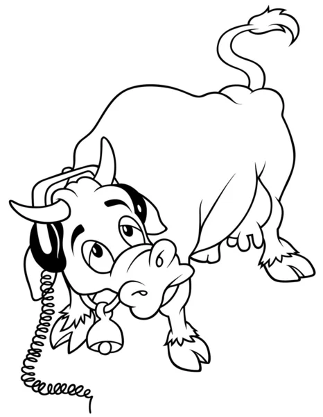 Vaca com fones de ouvido — Fotografia de Stock