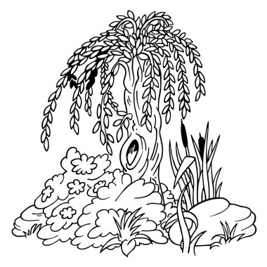 Willow and Shrubs clipart