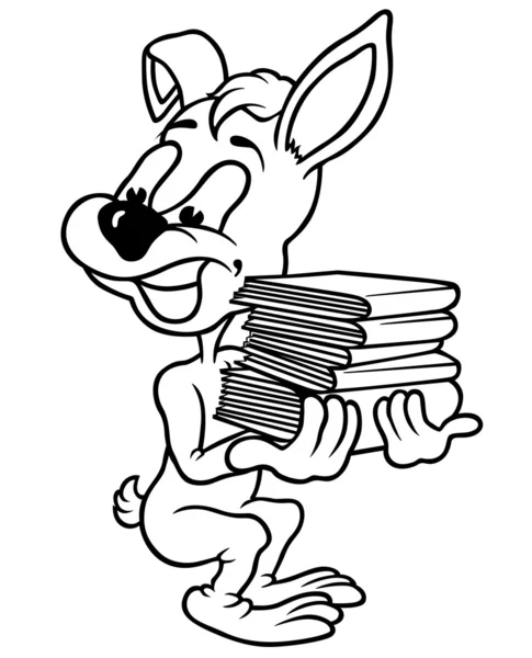 Kaninchen und Bücher — Stockfoto