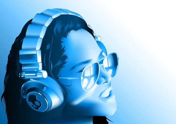 Girl DJ with Headphones — Stock Photo, Image