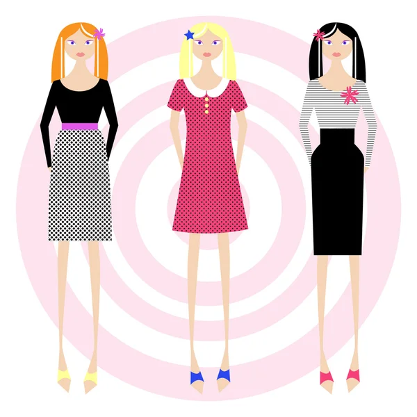 Trois filles — Image vectorielle