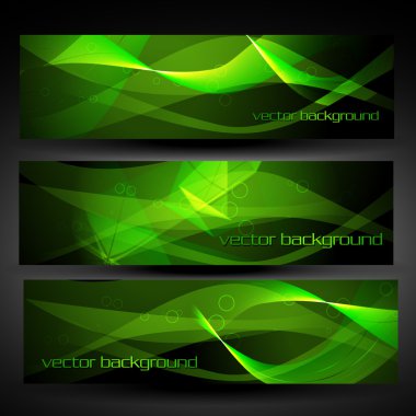 vector green abstract banner set 2 clipart