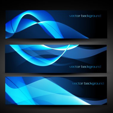 vector blue abstract banner set 1 clipart