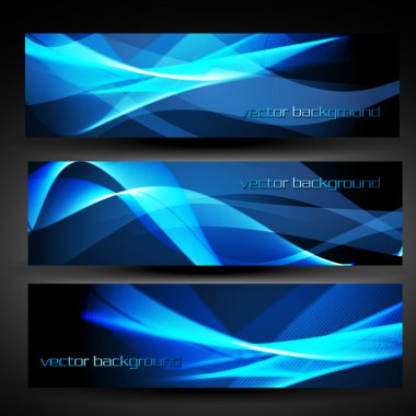 vector blue abstract banner set 2 clipart