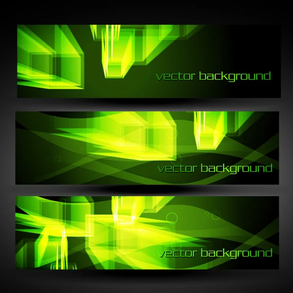 Vector groene abstracte banner instellen 4 — Stockvector