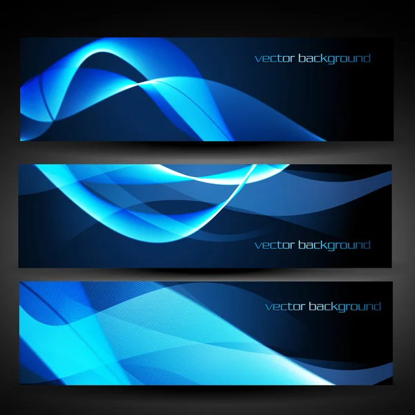 Vector azul banner abstracto conjunto 1 — Vector de stock