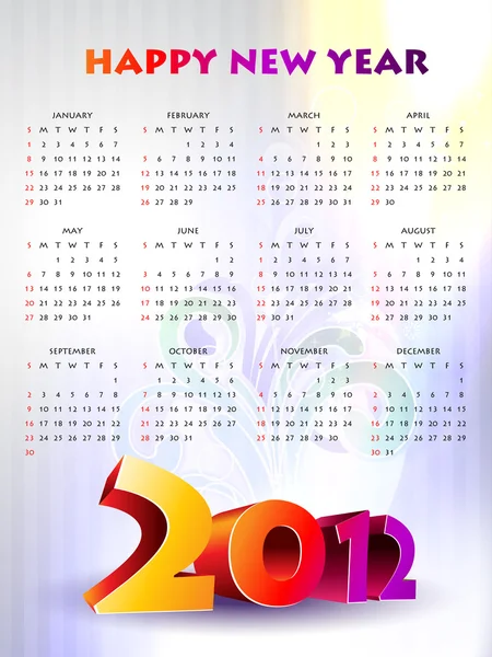 Farverige nytår kalender – Stock-vektor
