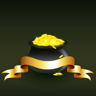 vector cauldron full of gold coins clipart