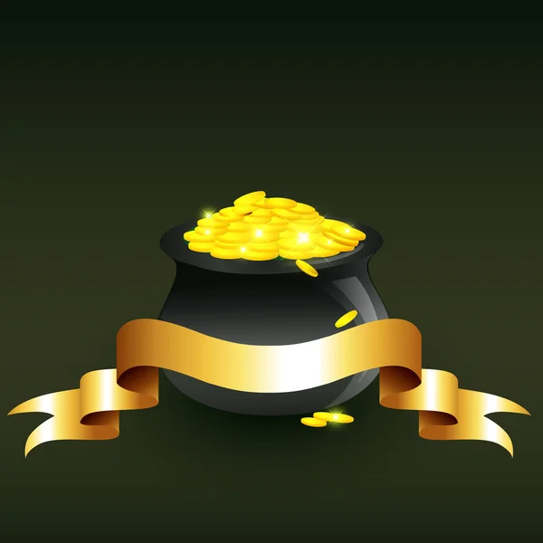 Vektorové kotel plný zlatých mincí — Stockový vektor