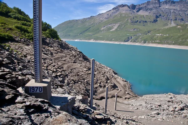 Pomiar poziomu wody dam — Zdjęcie stockowe