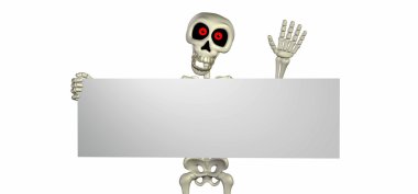 Cartoon Skeleton holding a sign clipart